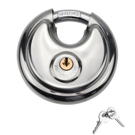 Helonge Disc Padlock with Key - Heavy Duty Round Circle Lock for Warehouse, Gym, Storage Locker, and Outdoors