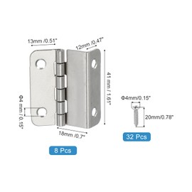 sourcing map Tri Fold Hinge, Vintage Half-Surface Hinges Small Semi-Concealed Three Folding Retro Decorative Chest Hinges Hardware with Screw for Cabinet Box Window Silver Pack of 8
