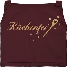 SpecialMe® Cooking Apron Women's Kitchen Apron for Women Printed Kitchen Fairy Baking Apron Cotton, Bordeaux-brown