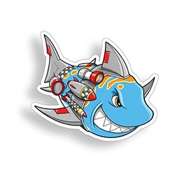 Airplane Bomber Shark Sticker Rocket Missile Cup Cooler Laptop Car Vehicle Window Bumper Vinyl Graphic Decal