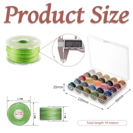 Waxed Thread,0.55mm*10m Colourful Waxed Cord,25Rolls Beading Thread,String for Bracelet Making,Cord for Jewellery Making,Waxed Thread for Leather Sewing,Polyester Cord,Waxad Cotton Cord for DIY Crafts