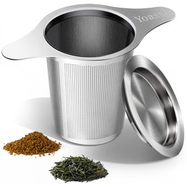 Infusor de t de malla extra fina de acero inoxidable 188 con gran capacidad y tamao perfecto con asas dobles para colgar en teteras, tazas y tazas... 