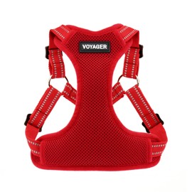 Voyager Adjustable Dog Harness with Reflective Stripes by Best Pet Supplies, Heavy-Duty Full Body No Pull Vest with Leash D-Ring, Breathable, Red, size S