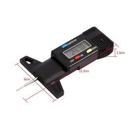 Medidor de profundidad de llanta, -25.4 mm Medidor de profundidad de banda de rodadura de llanta digital para automóvil 0 Calibrador de herramienta de medición Pantalla LCD Plástico ABS (sin batería)(negro)