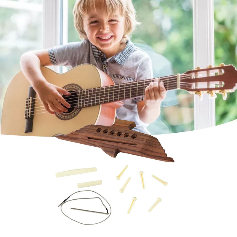 10PCS 6 String Acoustic Guitar Bridge Rosewood Set Musical Instrument