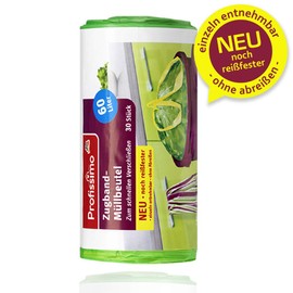 Zugband Müllbeutel - 60 Liter - (30 Stück) - Reißfest & Flüssigkeitsdicht - Einfach einzeln entnehmbar ohne abreißen
