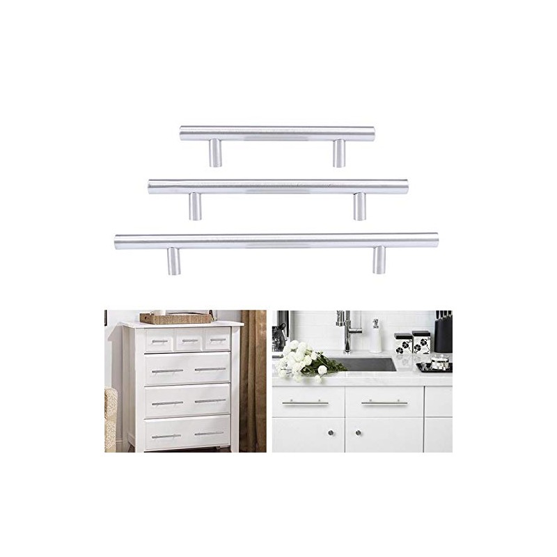 2X Brushed Steel T Bar Handles Kitchen Cupboard Cabinet Door