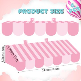 Datanly 4 Pcs 3D Awning Decorations Ice Cream Cart Hut Awning Pastel Wall Background for Wedding Birthday Unicorn and Ice Cream Party Decoration(Light Pink)