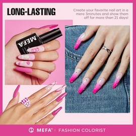 MEFA MEFA Pink Gel Nail Polish Set 6 Colors, Hot Pink Shades Spring Valentine Neon Light Bright Pink Magenta Electric Tones Craze Nail Art Design at Home DIY Manicure Kit Gifts for Women