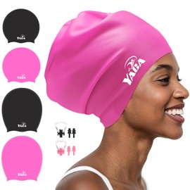 Extra Large Swim Cap Women Adult, Swim Caps for Long Hair, Dreadlocks, Weaves, Hair Extensions, Braids, Curls & Afros - Silicone Swimming Cap for Women & Men Anti-Leak Seal for Pool, Beach, Laps(XL)