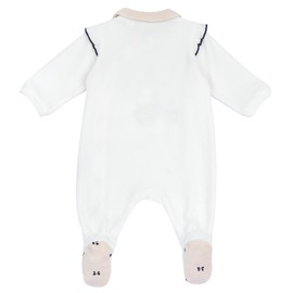 Chicco, Baby romper made of warm and soft velour, with practical front opening, ideal for winter, baby clothes for 0-24 months, designed in Italy, White