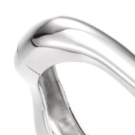 COOLSTEELANDBEYOND Statement Bracelet, Silver Colour Bangle Bracelet, Sculpted Wave Design, High Gloss, Modern Fashion, Metal, No gemstone