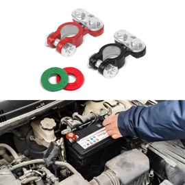 Kutyun 2PCS Battery Terminal Connectors, Battery Cable End, Car Cable Terminal Clamp Connector with Washer, Car Accessories Anti Corrosion Car Battery Terminal Connectors Universal for Most Cars