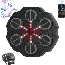 Christmas Smart Music Boxing Machine, Scoreboard Electronic Body Boxing Trainer with Boxing Gloves, Fitness Boxing Machine, Indoor Fitness Equipment, Boxing Pad, Boxing Equipment, Home Gym Equipment, Christmas Gift - Color: Black, Specification: one-size