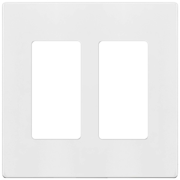 ENERLITES - SI8832-W-STICKER Screwless Decorator Wall Plates Child Safe Outlet Covers, Size 2-Gang 4.68" H x 4.73” L, Unbreakable Polycarbonate Thermoplastic, SI8832-W, Glossy, White