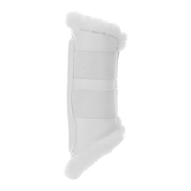 Equinavia Vali Ultra Fleece Brushing Boots | Faux Leather Outer | Luxurious Ultra Fleece Lining Splint Boots - White/White - L