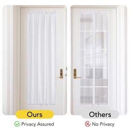 NICETOWN Sheer Door Curtains for Windows, Non See-Through Privacy Light Filtering Door Window Shade for Living Room Bedroom with Tieback, 1 Rod Pocket Panel, 26 inch Wide x 72 inch Long, White