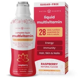 NutraChamps Complete Liquid Multivitamins | No Added Sugar | Liquid Vitamins for Women, Men & Kids | Vegan Liquid Vitamin Multimineral Supplement | Energy, Immunity & Beauty