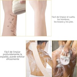 Exfoliante Esponja de Lufa, 3 Piezas de Esponja para Baño con Estropajo Exfoliante de Espalda para Ducha y 2 Esponjas Lufa Baño Suave, Lavado Largo y Profundo para La Espalda, para Hombres y Mujeres