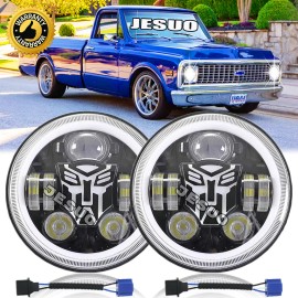 JESUO 2x DOT 7"inch Round LED Headlights High-Low Beam fit Chevy C10 C20 Pickup Truck