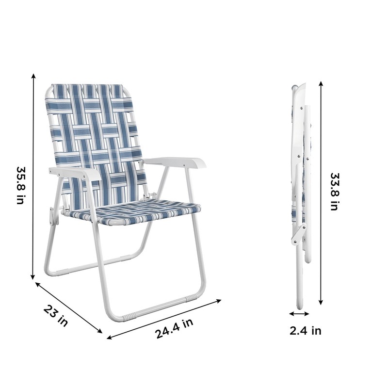 Novogratz Poolside Gossip, Priscilla Folding Chairs, 2-Pack, French Blue