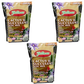 Hoffman Organic Cactus and Succulent Soil Mix to Provide Proper Drainage and Improve Growth in Cacti, 10qts, 3 Pack