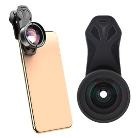Phone Camera Lens Kit - 10X Macro & 120° Wide Angle Lens Set, Black Aluminum Construction, Compatible with Most Smartphones