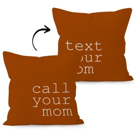 Liosei Call Text Your Mom Reversible Linen Throw Pillow Covers 18 x 18 Inch, Son Daughter Freshman Graduation Gifts Decorative Pillow Covers for College Dorm Classroom Living Room Couch (Orange)