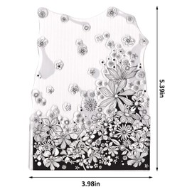 Estivaux Flowers Background Clear Stamps for Card Making and Journaling, Floral Grass Rubber Stamps Flower Leaves Stamps for Scrapbooking DIY Cards Album Crafts