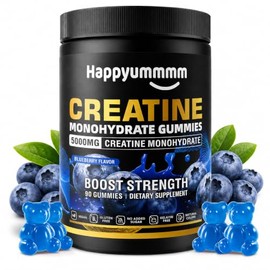 Creatine Monohydrate Gummies, NSF Certified, 5g Dose for Men & Women to Support Muscle, Strength, Recovery, Cognitive Health & Memory, Blueberry Flavo
