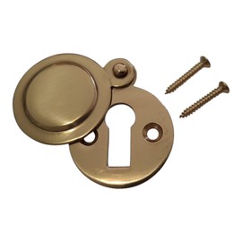 Polished Brass Round Keyhole Cover Escutcheon with Fixing Screws – 33mm Diameter