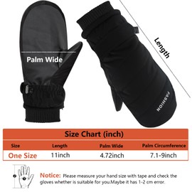 Bototack Winter Ski Mittens for Women, Waterproof Touch Screen Snow Gloves with Fleece, Anti Slip Warm Windproof Snowboard Gloves for Skiing Hiking Cycling (Black)