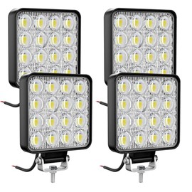 antom LED Work Light 4 Pieces 72 W Square 3.3 Inch Headlight 12 V 24 V IP68 Waterproof Reversing Light Additional Headlight Car for Excavator Tractors Tug ATV Truck