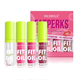 SerenChic 4 Pcs Lip Gloss Oil Set, 12 Hours Hydrating Lip Balm Lip Gloss, High Shine Tinted Plumping Lipgloss Lipoil Set for Dry Lips Nourishing, Makeup Lip Gloss Set for Women Girls Teens (Set-A)