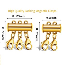 4 Pieces Necklace Layering Clasps, Magnetic Layered Necklace Clasps Necklace,Magnetic Double and Triple Layering Necklace， Magnetic Necklace Separator for Layered Jewelry Crafts Necklace Clasp.