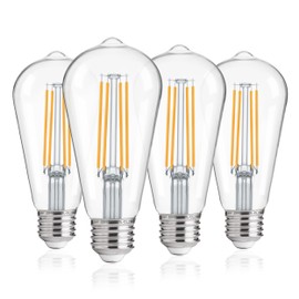 FLSNT Dusk to Dawn Outdoor Sensor ST19 LED Light Bulb, 8W (100W Eqv.), 1400LM,Vintage Filament E26 Base, Auto On/Off Photocell Automatic for Energy-Efficient Outdoor Lighting, 2700K Soft White, 4 Pack