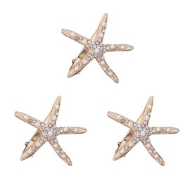 SIOPPKIK Pack of 3 Starfish Hair Clips Girls Flower Girl Accessories for Wedding Diamond Hair Clip Hair Pin