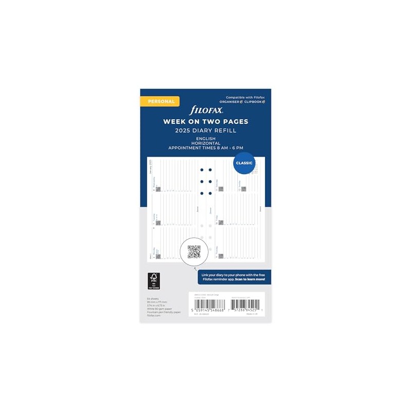 Personal Week on two pages appointments horizontal 2025