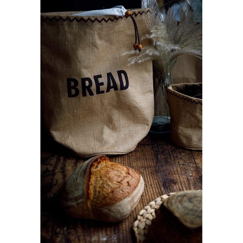 KitchenCraft Natural Elements Ecological Bread Bag with Drawstring, Jute 100%