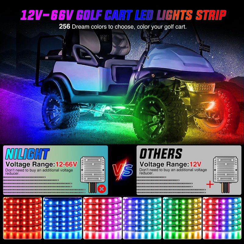 Nilight 6PCS Golf Cart Underbody Light Kit with Canopy Lights