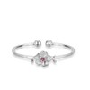 Ganquya Sterling Silver Plated Pink CZ Cherry Blossoms Flower Women