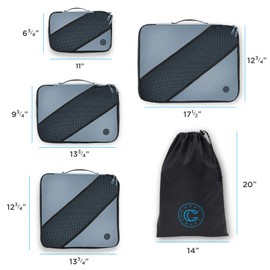 Carry Craft Packing Cubes 4 Piece Travel Luggage Organizer Set with Laundry Bag - Blue