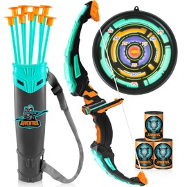 JOYIN Kids Bow and Arrow Set, LED Light Up Archery Toy Set with 9 Suction Cup Arrows, Target & Arrow Case, Indoor and Outdoor Hunting Play Gift Toys for Kids, Boys & Girls Ages 6-12