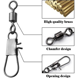 9KM DWLIFE Fishing Swivel Snaps Terminal Tackle 100Pcs,High Strength Rolling Swivels Clips Connector for Saltwater Freshwater ((6#,8#,10#,12#,14#)