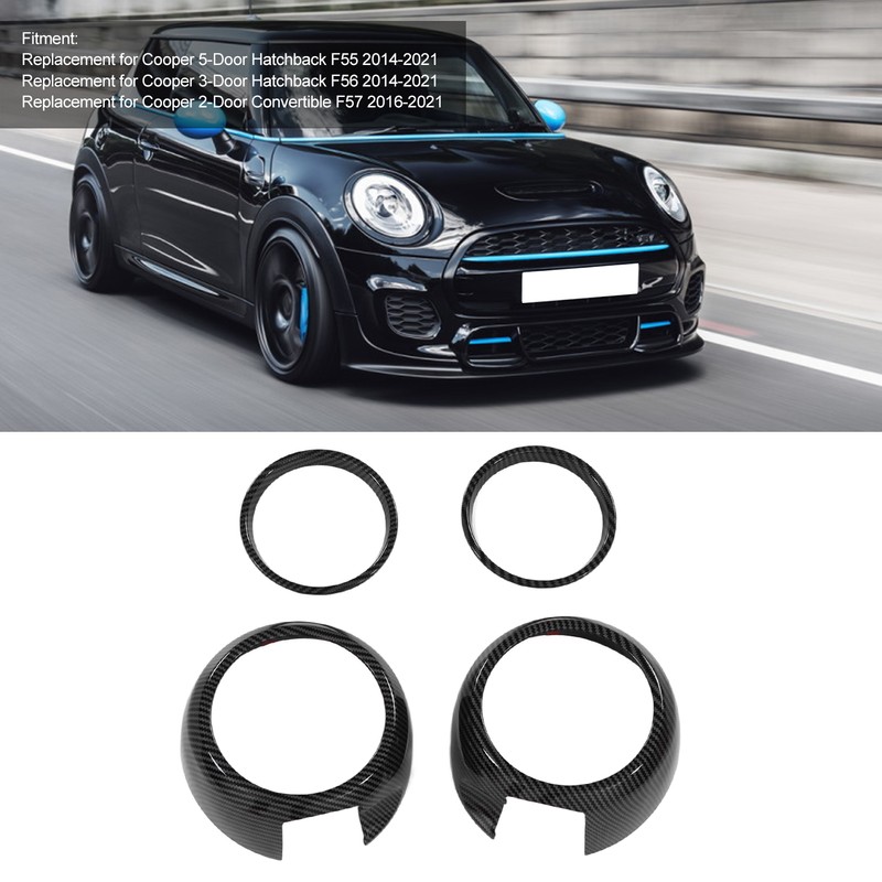 4pcs Carbon Fiber Style Door Midrange Speaker Cover Trims for