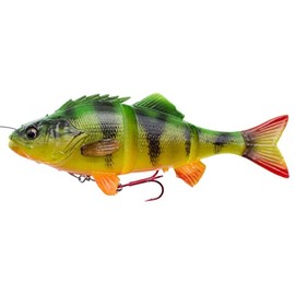 Savage Gear 4D Line Thru Perch Gummifisch Barsch zum Spinnfischen, Gummiköder zum Schleppangeln, Hechtköder, Spinnköder, Farbe:Firetiger, Länge/Gewicht:23cm - 145g
