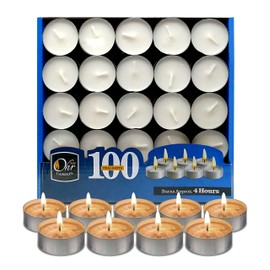 Ohr Tealight Candles - 100 Pack Bulk Tea Lights Candles - White Tealights Unscented - 4 Hour Burn Time