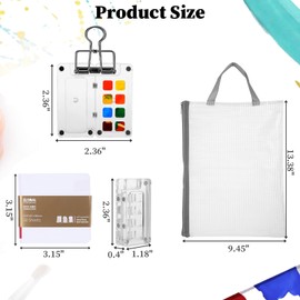 Mini Watercolor Paint Set, Mini Paint Pocket Artist Travel 8 Grid Acrylic Portable Watercolor Set with 12 Color Paint Watercolor Sketch Book Pen Clip for Painters Artist Students