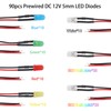 90PCS 12V LED Lights Emitting Diodes 5mm 7 Colors Pre