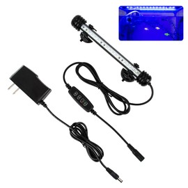 iKefe 7.5" White & Blue Submersible LED Aquarium Fish Tank Light with Timer/Dimmable Underwater Fish Tank Aquarium LED Lights Fixture for Saltwater Freshwater Fish, Plant Grow, Coral Reef Decorations